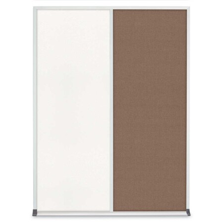 United Visual Products Double Door Radius Corkboard, 48"X36", W UV8003-WHITE-BUFF